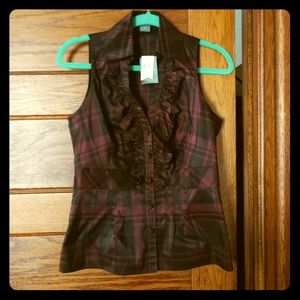 Plaid Taffeta Ann Taylor Blouse - NWT 2